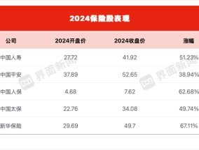 多只保险股2024上涨超50%，明年能否延续涨势？